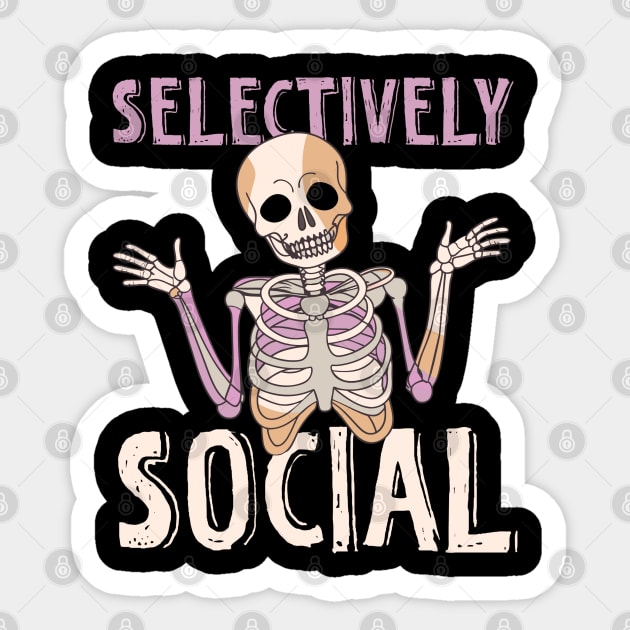 Selectively Social Skeleton Sticker by The WYLD Tribe